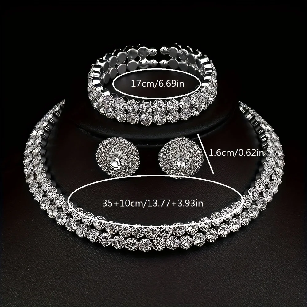 Sterling Silver Sparkle: Earrings, Necklace & Bracelet Set